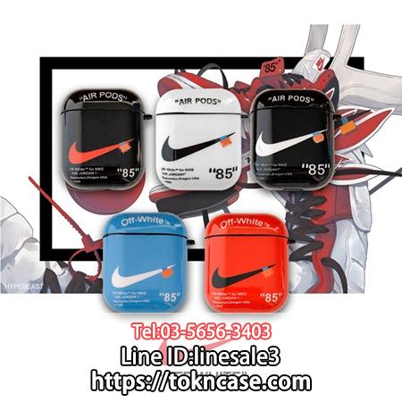 Off White Nike ナイキ AirPodsケース イヤホンケース オフホワイト bluetooth case エアーポッズケース スポーツ風 鏡面 ミニマリスト 初代第二代目汎用