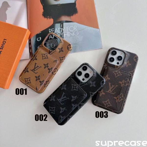 ルイヴィトン カード収納 アイフォン16/16pro maxケース LV iPhone15 Pro/15レザーケース